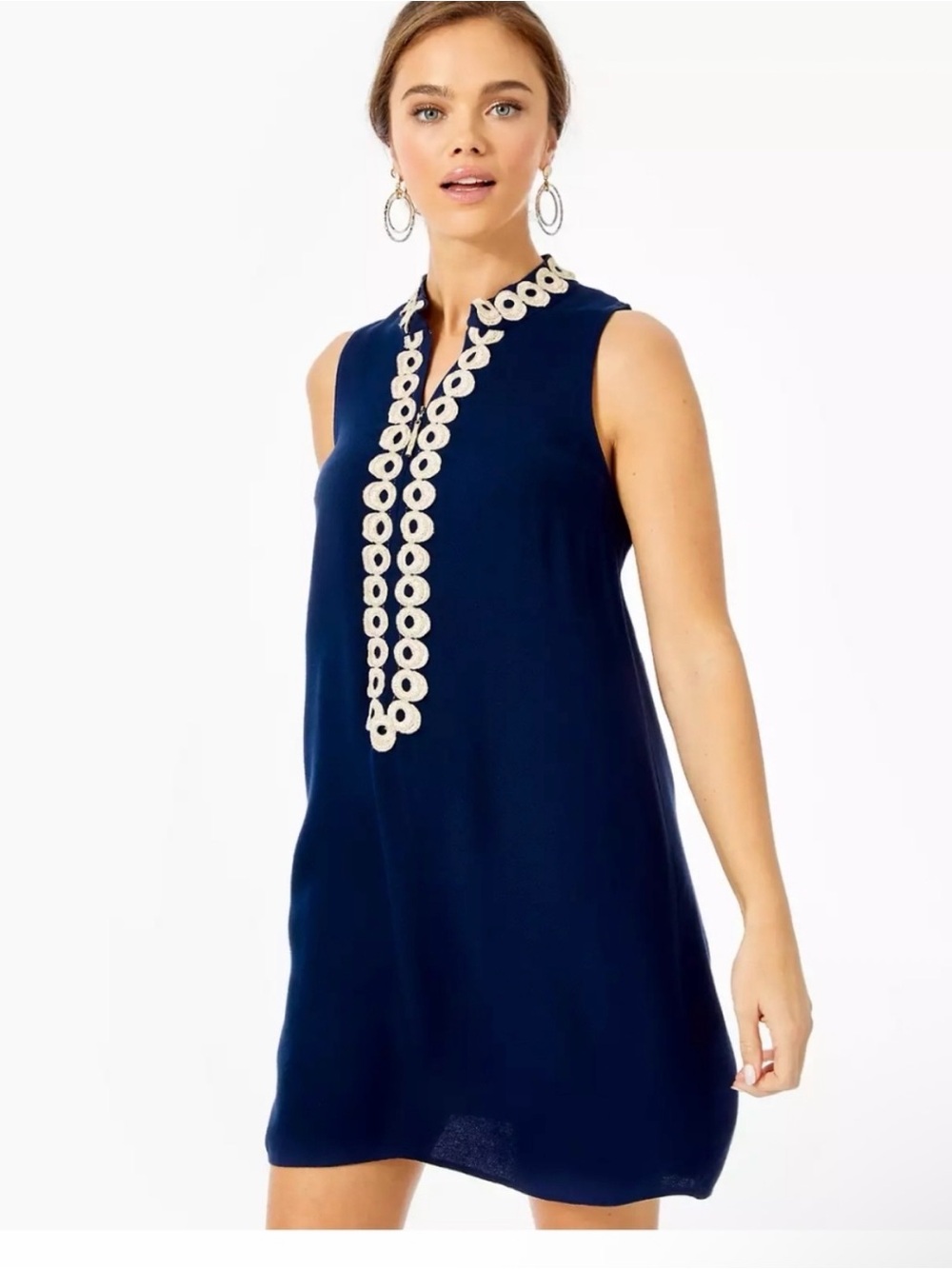 Lilly Pulitzer Jane Shift Dress Blue White Embroidered Size 6 Resortwear Coastal - Picture 2 of 7